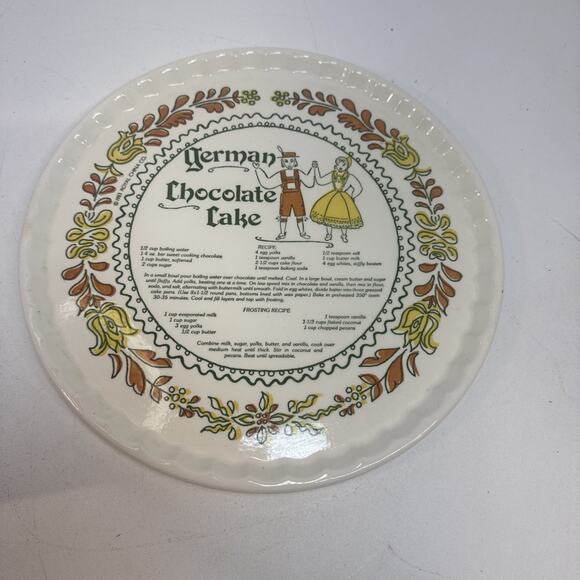 ROYAL CHINA CO. 11.5" German Chocolate Cake Recipe Plate/ Platter 1983 - Picture 1 of 3